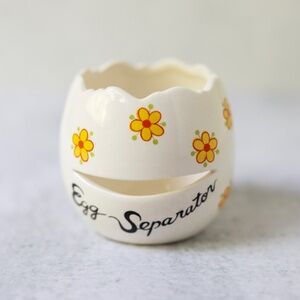 Vintage Lugene's Ceramic Egg Separator Cream with Flowers Pattern made in Japan
